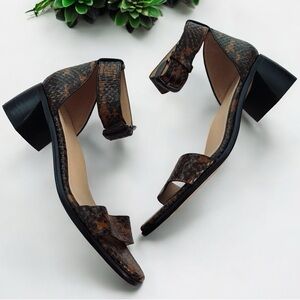 27 Edit Naturalizer Chocolate Brown & Black Snake Skin Chunky Hill Sandal Size 6